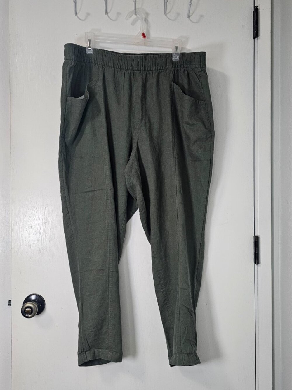 Old Navy Olive Green Linen Blend Jogger Women's Drawstring Waist Pants - Size XL - Picture 2 of 7